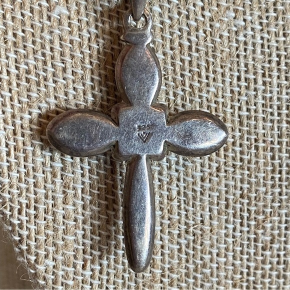 Silpada 925 Sterling Silver Cross Pearl Credence Pendant Leather Necklace - Picture 7 of 12